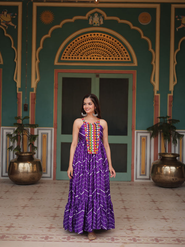 Purple Chinon Anarkali Dress 193667