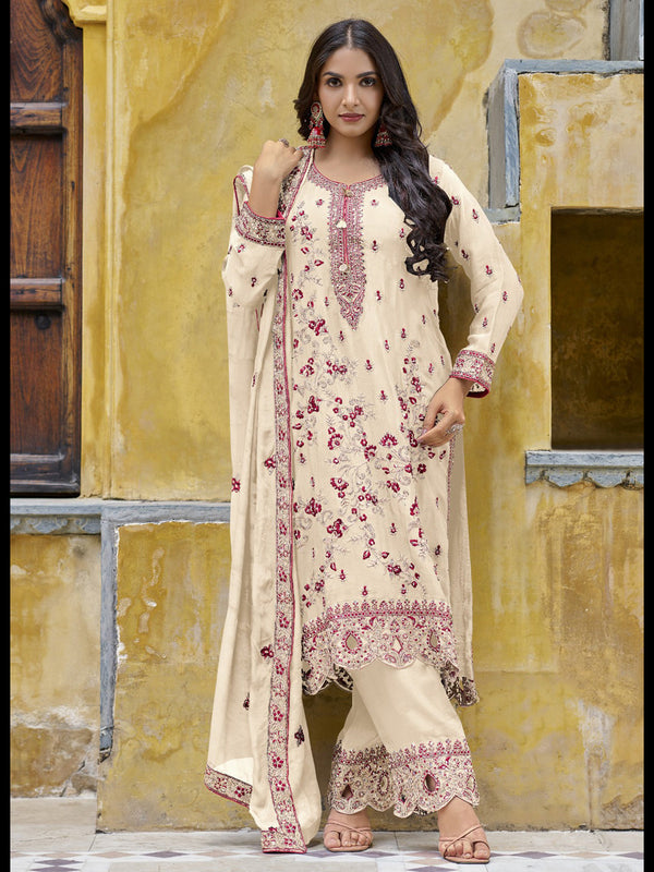 Cream Hevay Pure Chinon Pant Suit 193670