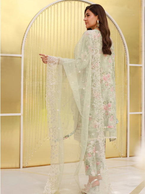 Pista Heavy Organza Silk Pant Suit 193671 Closure View
