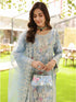 Sky Blue Heavy Organza Silk Pant Suit 193672 Closure View
