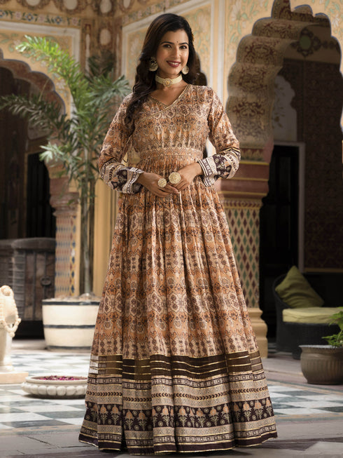 Multi Dola Silk Anarkali Dress 193678