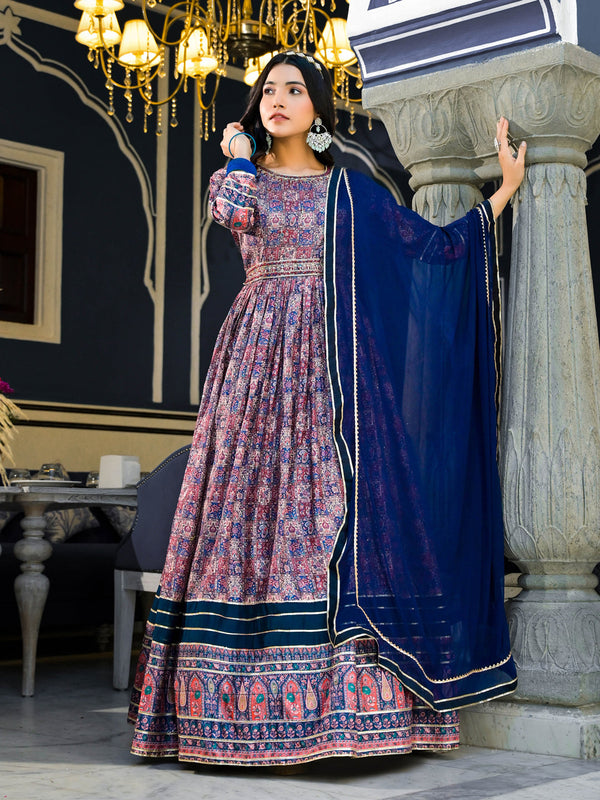 Multi Dola Silk Anarkali Dress 193679