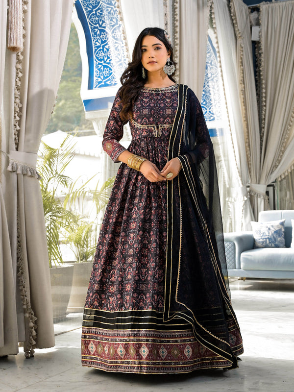 Multi Dola Silk Anarkali Dress 193680
