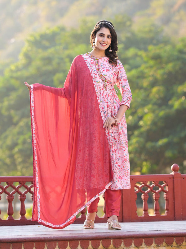 Multi Ruby Silk Pant Suit 193692