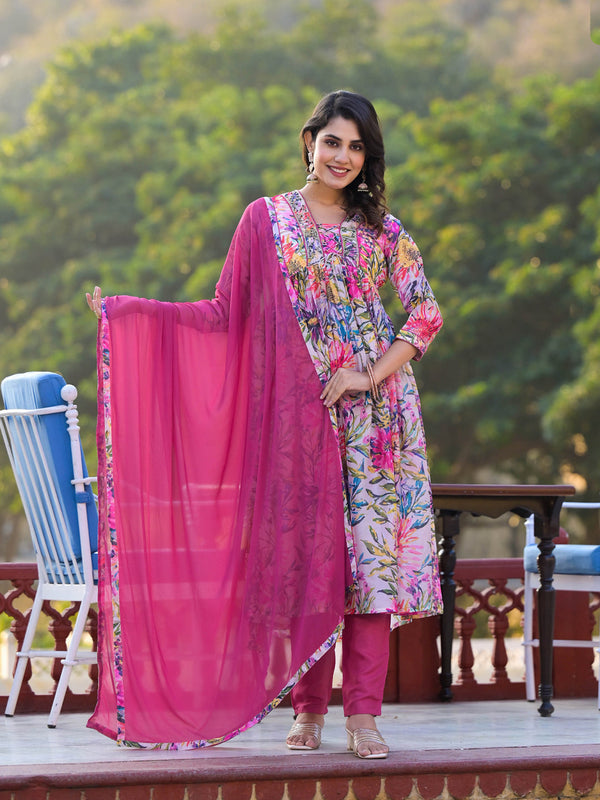 Multi Silk Georgette Pant Suit 193693