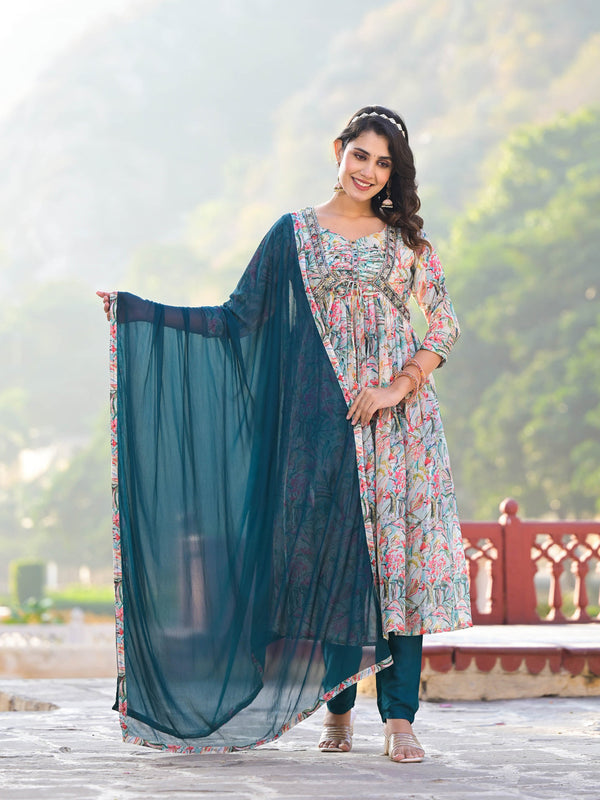 Multi Silk Georgette Pant Suit 193694