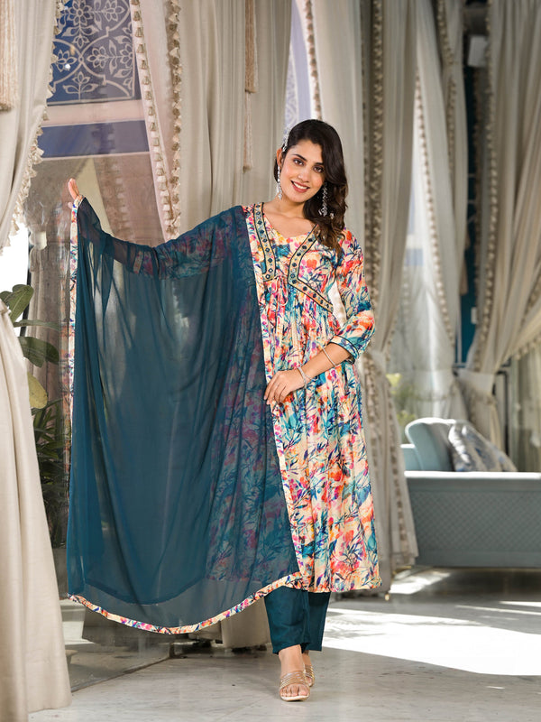 Multi Silk Georgette Pant Suit 193695