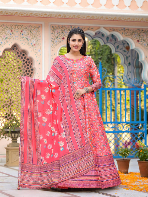 Multi Dola Silk Anarkali Dress 193697