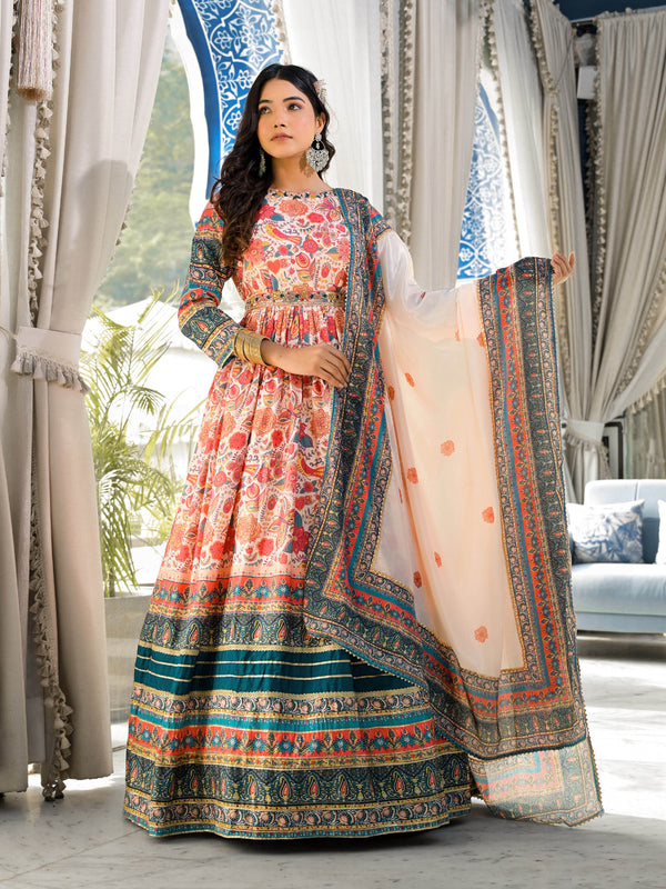 Multi Soft Dola Silk Anarkali Dress 193701