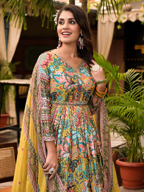 Multi Soft Dola Silk Anarkali Dress 193702 Back View