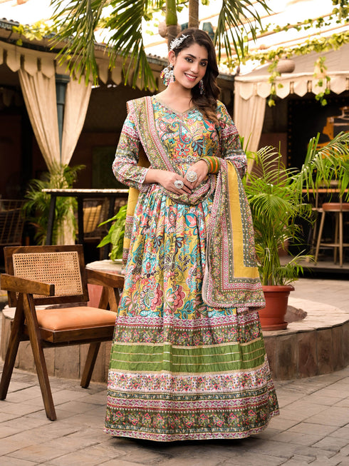 Multi Soft Dola Silk Anarkali Dress 193702