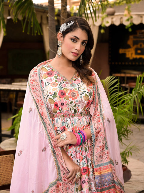 Multi Soft Dola Silk Anarkali Dress 193703 Back View