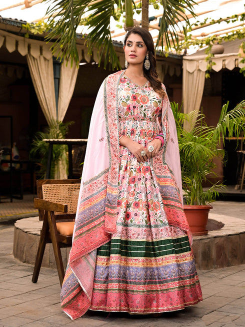 Multi Soft Dola Silk Anarkali Dress 193703