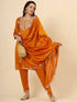 Orange Vichitra Silk Pant Suit 193718 Closure View