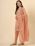 Peach Vichitra Silk Pant Suit 193719 Closure View