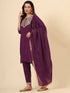 Purple Vichitra Silk Pant Suit 193720 Closure View