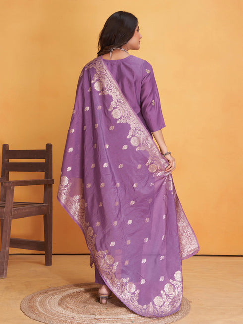Lavender Roman Silk Pant Suit 193786 Back View