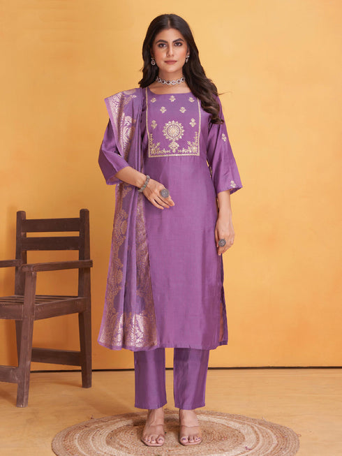 Lavender Roman Silk Pant Suit 193786