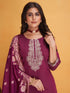 Wine Roman Silk Pant Suit 193787 Salwar Kameez