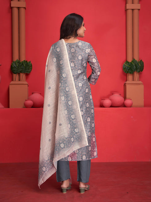 Multi Art Silk Pant Suit 193790 Back View