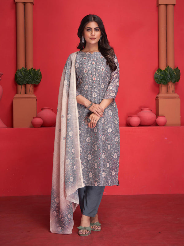 Multi Art Silk Pant Suit 193790