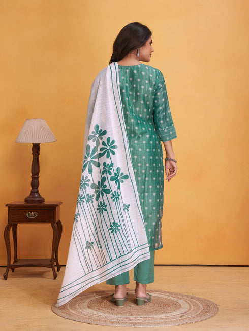 Multi Art Silk Pant Suit 193791 Back View