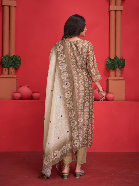 Multi Art Silk Pant Suit 193792 Back View