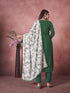 Green Art Silk Pant Suit 193796 Back View
