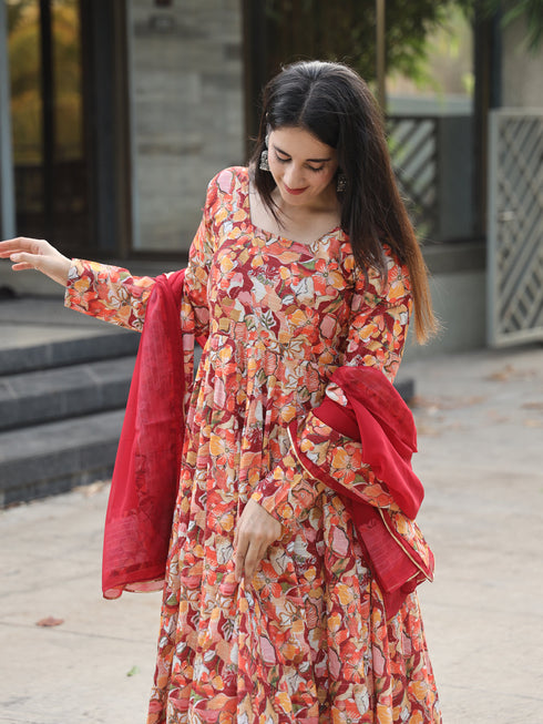 Multi Muslin Anarkali Dress 193833 Salwar Kameez