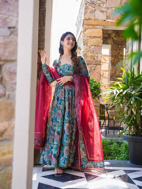 Multi Muslin Anarkali Dress 193834