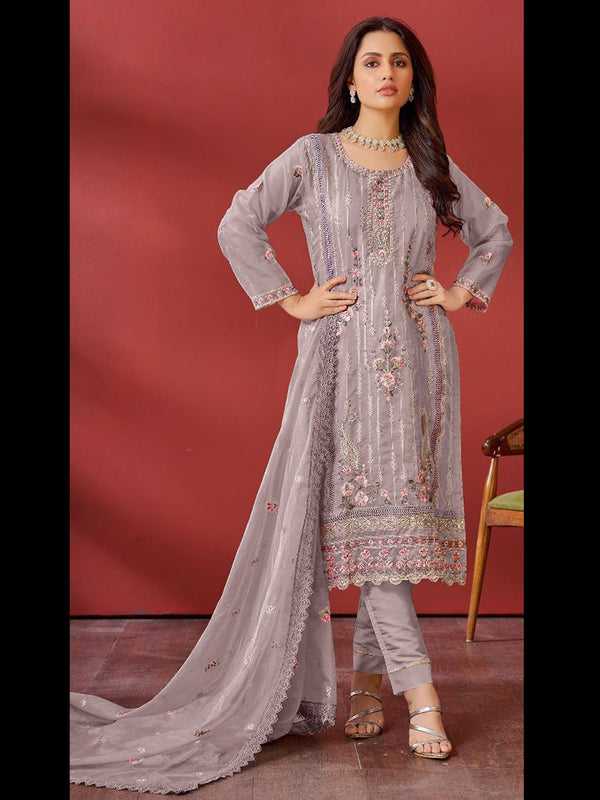 Mauve Organza Pant Suit 193843