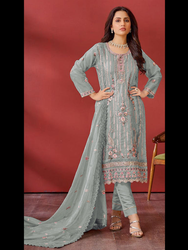 Green Organza Pant Suit 193844