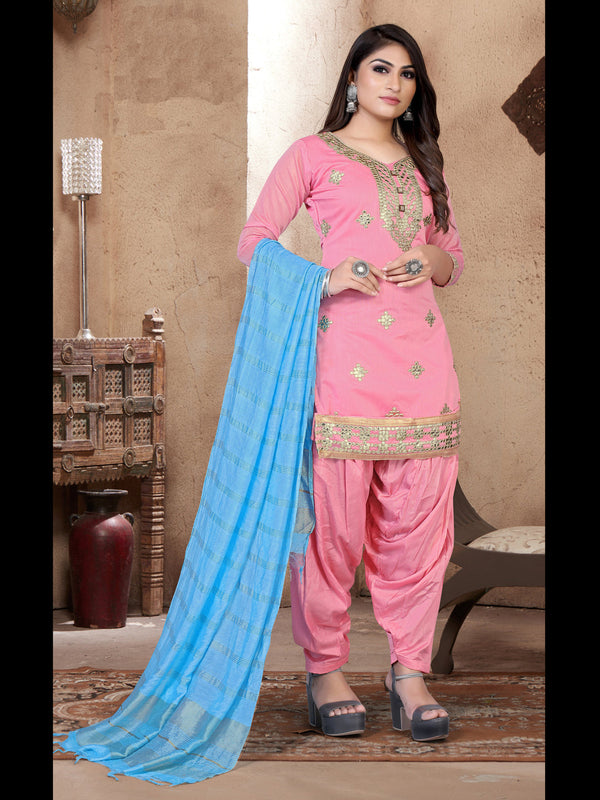 Pink Model Chanderi Patiyala Dress 193864