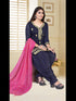 Navy Blue Model Chanderi Patiyala Dress 193866 Closure View
