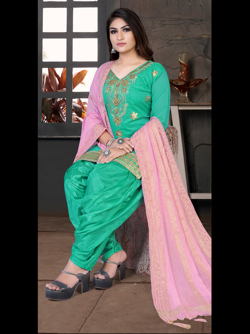 Mint Model Chanderi Patiyala Dress 193867 Closure View