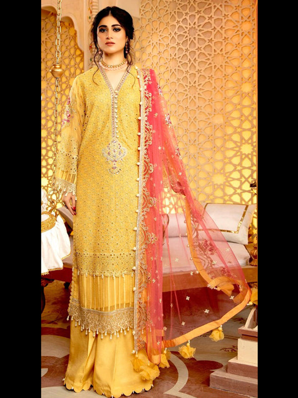 Yellow Georgette Palazzo Suit 193868