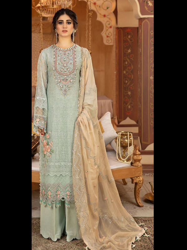 Sky Blue Georgette Palazzo Suit 193870