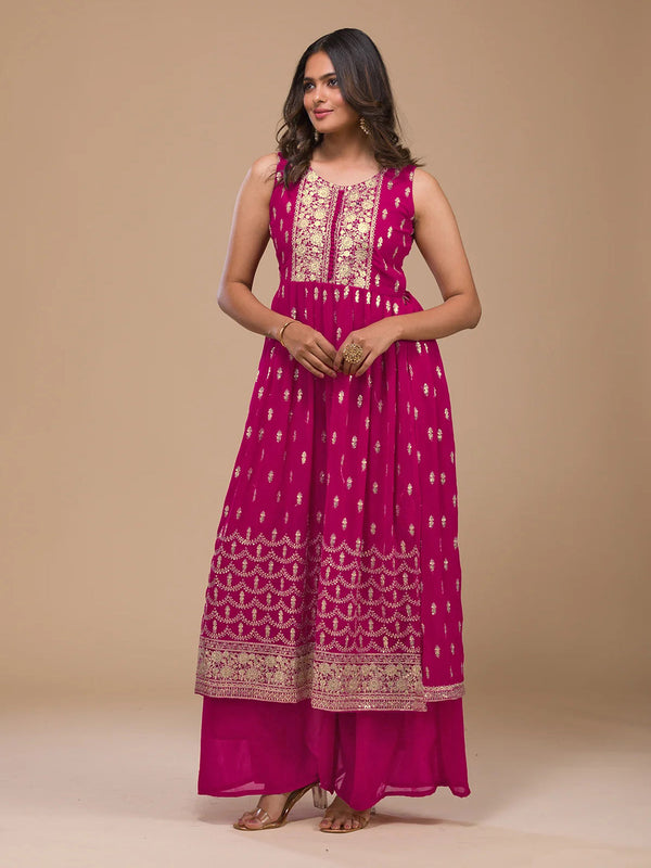 Rani Pink Heavy Georgette Palazzo Suit 193879
