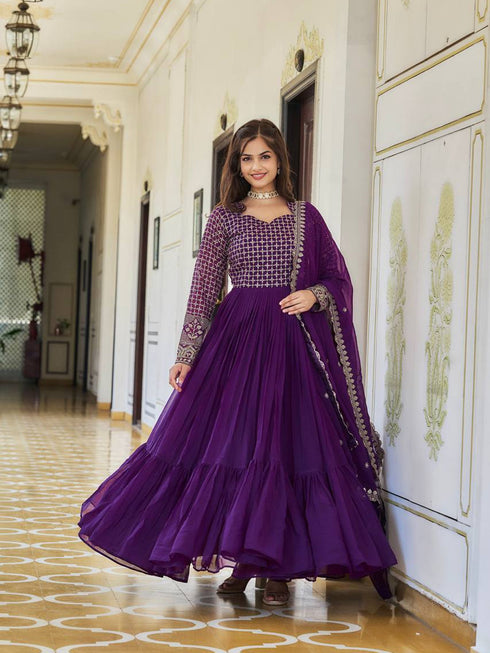 Purple Fox Georgette Anarkali Dress 193943