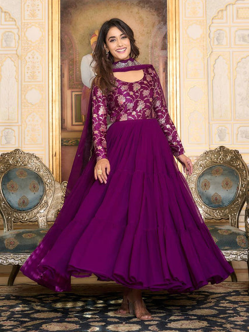 Purple Fox Georgette Anarkali Dress 194061