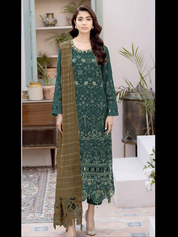 Green Heavy Fox Georgette Pant Suit 194079