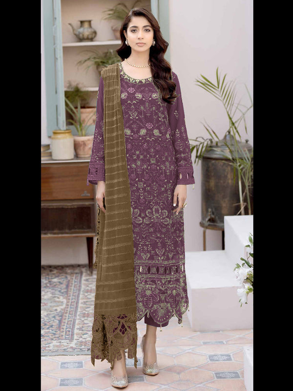 Mauve Heavy Fox Georgette Pant Suit 194080