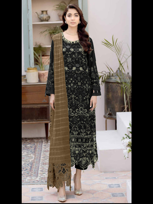 Black Heavy Fox Georgette Pant Suit 194081