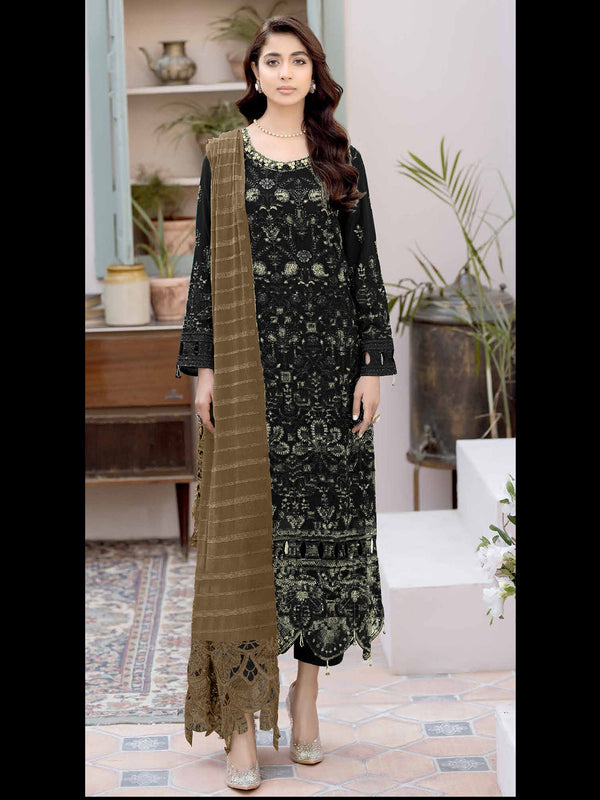 Black Heavy Fox Georgette Pant Suit 194081