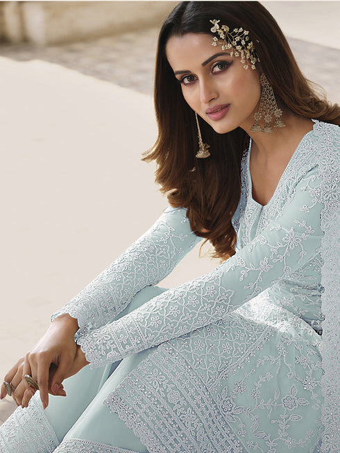 Sky Heavy Butterfly Net Palazzo Suit 194095 Closure View