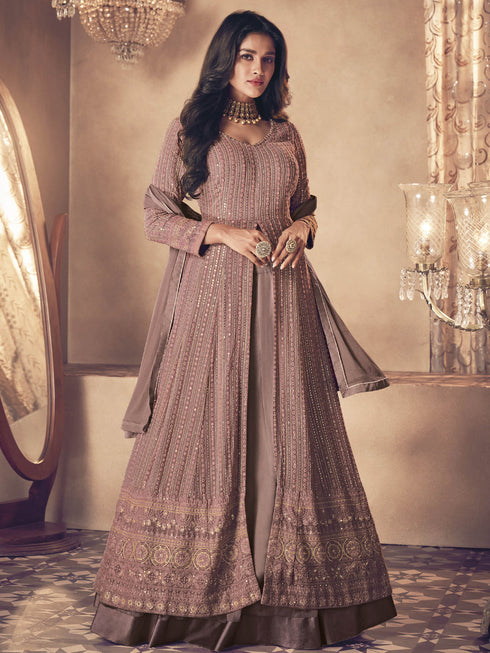 Mauve Heavy Fox Georgette Anarkali Dress 194112