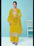 Mustard Heavy Fox Georgette Palazzo Suit 194117