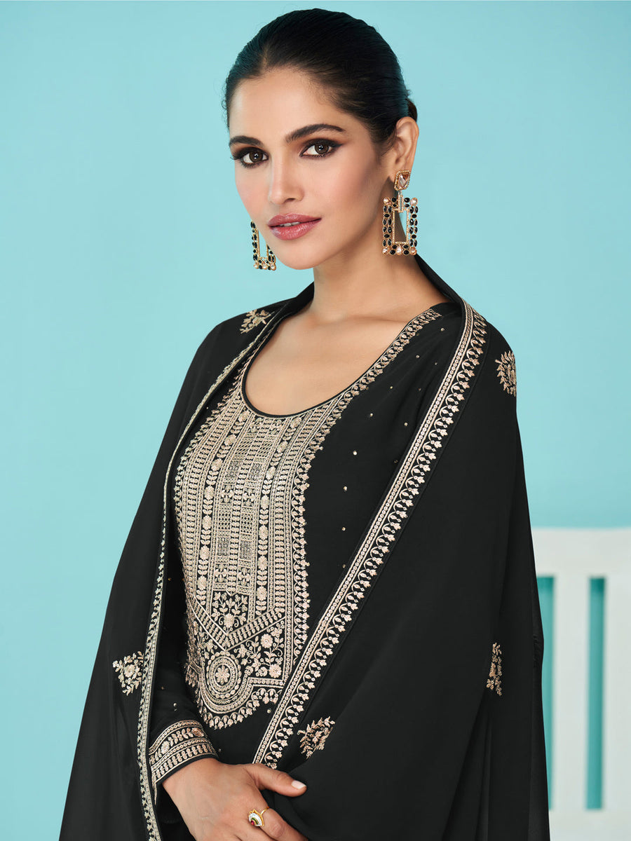 Green Fox Georgette Palazzo Salwar Suit main image 1