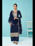 Navy Blue Heavy Fox Georgette Palazzo Suit 194120