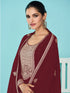 Maroon Heavy Fox Georgette Palazzo Suit 194121 Closure View